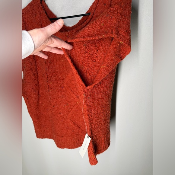 NEW Pilcro Anthropologie Oversized Dolman Cable Knit Pullover Rust Orange Boho - Picture 6 of 12